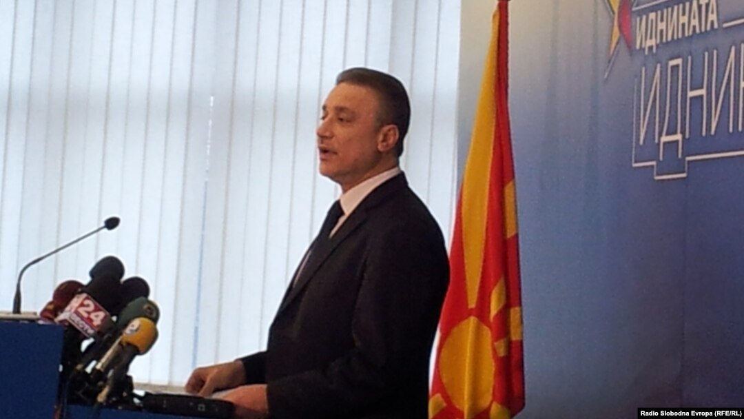 Лидерот на СДСМ Бранко Црвенковски на прес-конференција во седиштето на партијата.