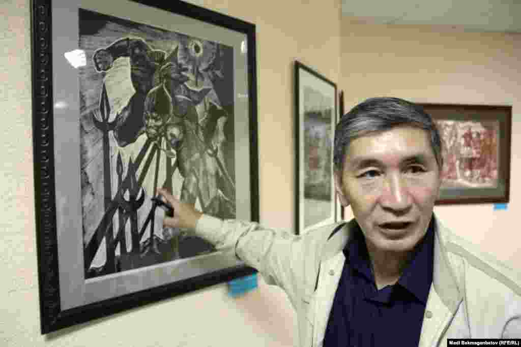 На картине Манатбека Аманбаева &laquo;Я выше вас&raquo; изображено убийство казахского хана Кенесары.&nbsp;