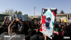 Iran, Kerman: funeral of 3 Afghan militiamen killed in the Syrian conflicts.