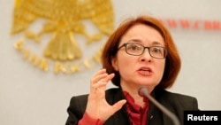 Bank of Russia Governor Elvira Nabiullina says the Russian economy is moving toward growth in a "patchy and unsteady" way.