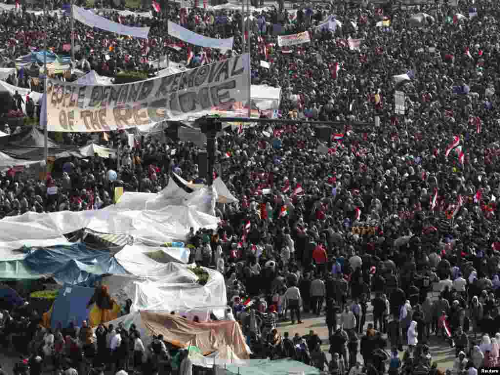 As many as 250,000 protesters flooded Tahrir Square on February 8.