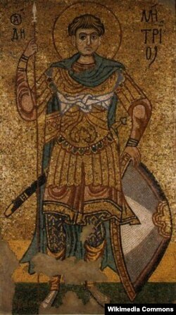 Мозаїка дванадцятого століття із зображенням Дмитра Солунського