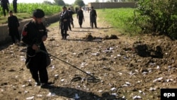 Security forces sweep for land mines in Bajaur district. (file photo)