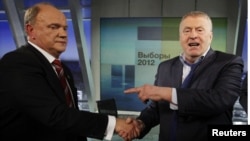 Геннадий Зюганов и Владимир Жириновский на теледебатах, 9 февраля 2012
