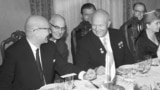 Президент Финляндии Урхо Калева Кекконен (слева) и первый секретарь ЦК КПСС Никита Хрущев 