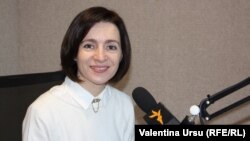 Maia Sandu în studioul Europei Libere de la Chișinău