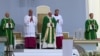 Pope Francis leads an open-air Mass at Santakos Park in Kaunas on September 23.