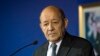 French Foreign Minister Jean-Yves Le Drian looks on during a press conference with his Moroccan counterpart in Rabat on October 9, 2017.