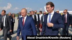 Sebastian Kurz və Rusiya Prezidenti Vladimir Putin Avstriyada, avqust, 2018-ci il