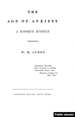 Титульная страница книги Уистена Одена The Age of Anxiety, 1947