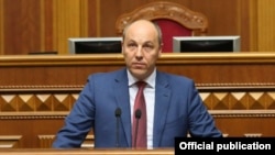 Ukrainian parliament speaker Andriy Parubiy called on lawmakers to support the proposed law. (file photo)