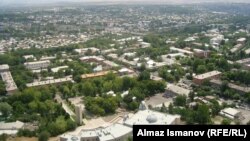 Kyrgyzstan -- A view from Suleiman Mountain on the mosque, Osh City center, 26Oct2011