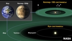 Жер жана Кеплер–186ф планеталары.