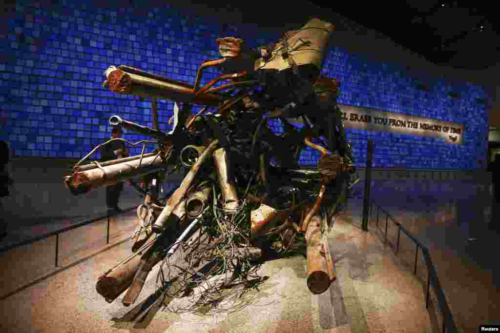 A destroyed antenna from the North Tower of the World Trade Center