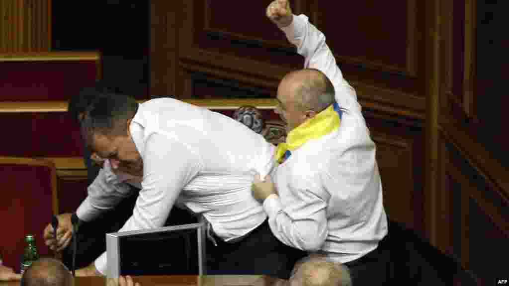 The December scuffles were only the most recent instances of brawls breaking up the legislative proceedings in Kyiv. The last such fracas took place on May 24.