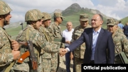 Armenia -- Defense Minister Seyran Ohanian inspects Armenian army positions on the border with Azerbaijan's Nakhichevan exclave, 19Jun2014