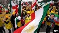 Protesters in the U.S. capital demand "regime change now" in Iran on March 8. 