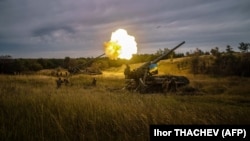 Ukrainian military fire at Russian Army positions on August 26.