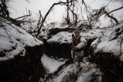A Ukrainian Army frontline position near Donetsk on December 5.
