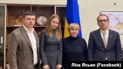 Лиза Ясько и Гиули Аласания на встрече с министром юстиции Украины Денисом Малюськой (справа)