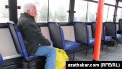 Turkmenistan. An old people in the bus. Ashgabat. December 24, 2013.