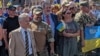 Мустафа Джемилев (слева в первом ряду) на «Марше ветеранов». Киев, 24 августа 2019 года