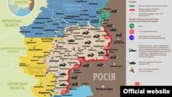 Ситуацијата во Донбас прикажана на мапа. 