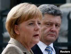 Angela Merkel și Petro Poroșenko, Kiev, 23 august 2014