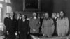 Prime Ministers (left to right) Lord Neville Chamberlain of the United Kingdom and Edouard Daladier of France, German Chancellor Adolf Hitler, Italian Prime Minister Benito Mussolini and Foreign Minister Count Gian Galeazzo Ciano gather in Munich on September 29, 1938, to sign the Munich treaty between Nazi Germany, France, Italy, and the United Kingdom, authorizing Hitler to annex the Czech territory called the Sudetenland.