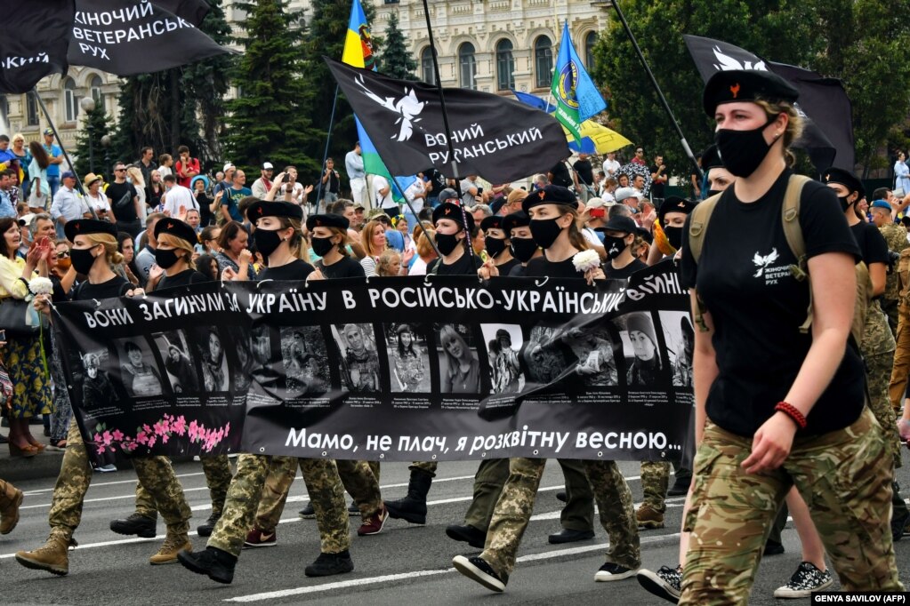 Під час Ходи ветеранів війни з Росією до Дня Незалежності України. Київ, 24 серпня 2020 року