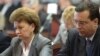 Zinaida Greceanii (left) and Marian Lupu watch as the Communists in parliament fail to muster the votes to elect Greceanii president.