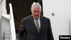 U.S. Secretary of State Rex Tillerson arrives in Mexico City.