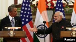 АҚШ президенті Барак Обама мен Үндістан президенті Нарендра Моди. Нью-Дели, 25 қаңтар 2015 жыл.