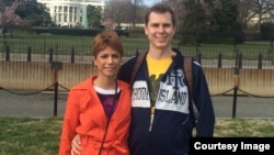 Mehraneh with her fiancée Brian Swank in front of the White House in Washington, D.C.