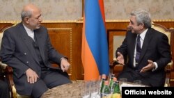 Armenia - President Serzh Sarkisian meets with Iranian Energy Minister Hamid Chitchian, Yerevan,22Nov2013.