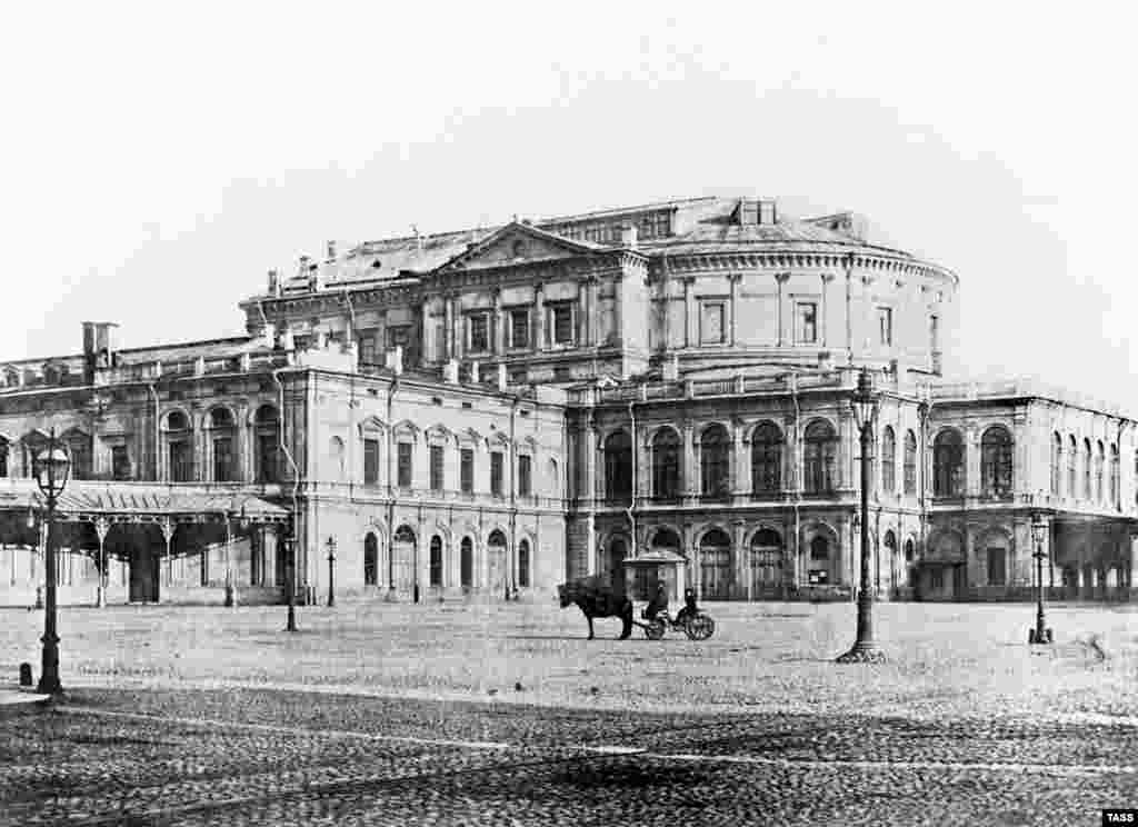 A 1902 view of the Mariinsky Imperial Theater, which was built in 1860. It hosted countless premieres from treasured Russian artists including Tchaikovsky, Glinka, Mussorgsky, Prokofiev, Rimsky-Korsakov, and Petipa.