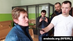 Correspondent Halina Abakunchyk (left) of RFE/RL's Belarus Service