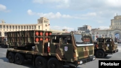 Armenia - Chinese-made WM-80 multiple-launch rocket systems are displayed during a military parade in Yerevan, 21Sept2011.