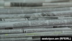 Armenia -- Newspapers for press review illustration, Yerevan, 12Jul2016