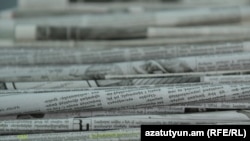 Armenia -- Newspapers for press review illustration, Yerevan, 12Jul2016