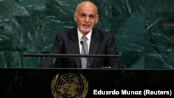 Afghan President Ashraf Ghani addressed the 72nd United Nations General Assembly at U.N. Headquarters in New York on September 19.
