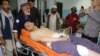 An injured man is treated at a hospital following a deadly attack in Kabul on September 5.