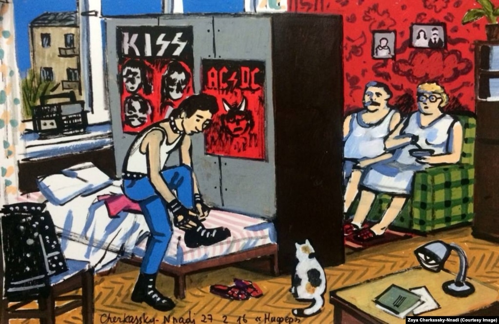 Një pikturë e vitit 2016, e quajtur “Rebelim adoleshence”, tregon një apartament të ngushtë të epokës sovjetike.