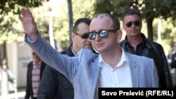 Lawmaker Andrija Mandic in front of the prosecutor's office in Podgorica on March 3