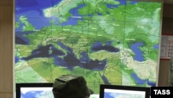 An officer at a control center of a missile warning radar station in Voronezh