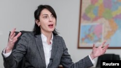 Хатия Деканоидзенің Украина ұлттық полициясын басқарған кездегі суреті. Киев, 13 мамыр 2016 жыл