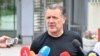 Zdravko Mamic, former head of the Dinamo Zagreb soccer club, addressing reporters as he leaves a Sarajevo court building following his June 15 extradition hearing. 