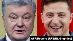 Petro Poroshenko (solda) və Volodymyr Zelenskyy 