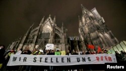 La o demonstrație la Köln împotriva mișcării Pegida