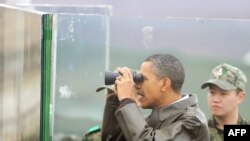 Presidenti amerikan Barak Obama në Zonen e Demilitarizuar mes dy Koreve